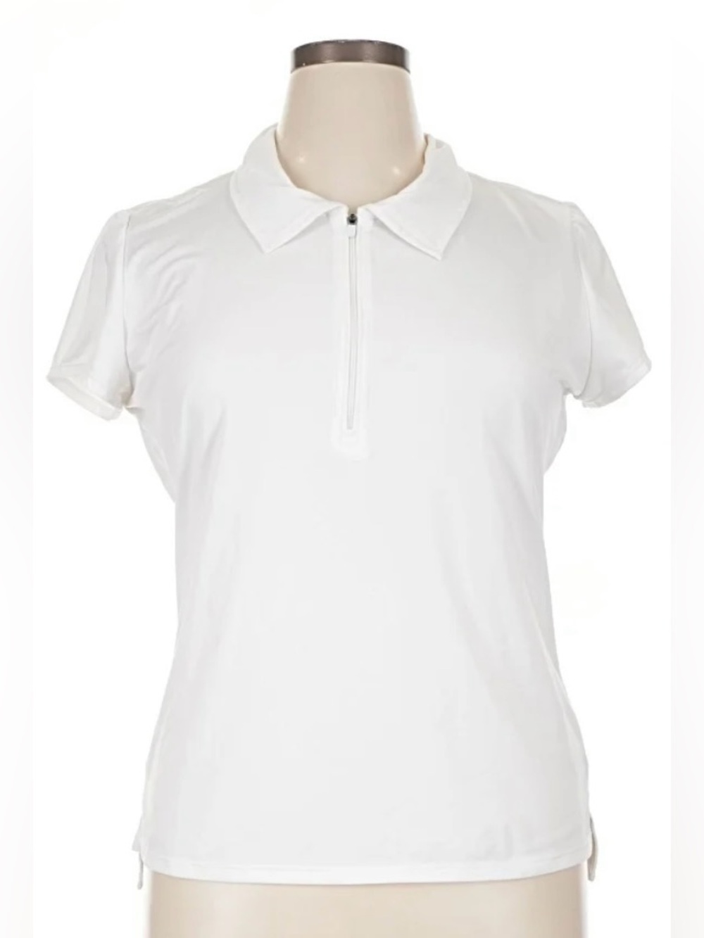 Athleta White Short Sleeve Zip Polo Top